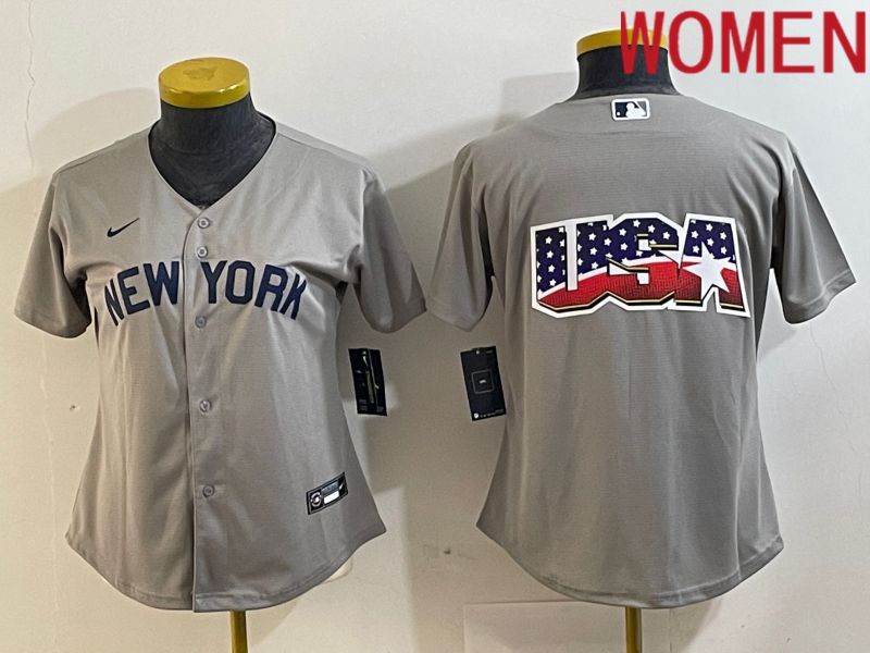 Women New York Yankees Blank Grey Nike Game 2024 MLB Jersey style 1